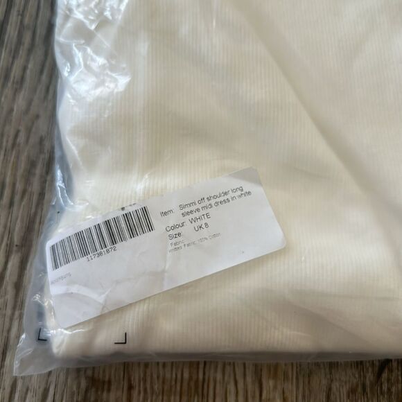 Asos Simmi Off Shoulder Long Sleeve Midi Dress in White Women's Size US 4 - Picture 6 of 6